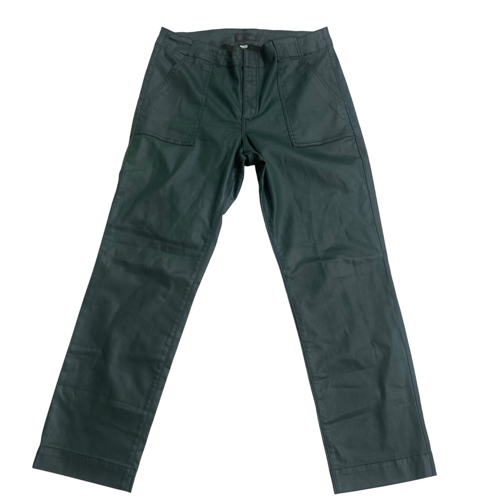 KUT from the Kloth Reese Ankle Straight Leg Coated Pants Forest Green 14 wore 1x